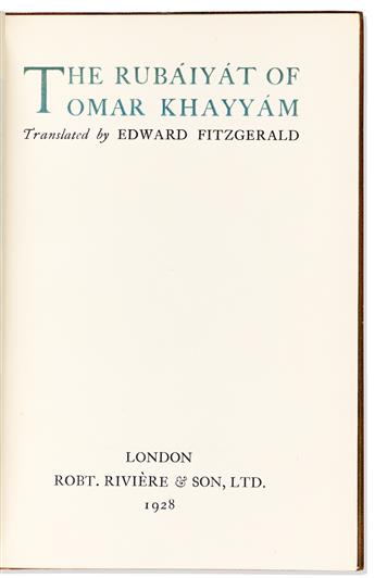 Khayyam, Omar (1048-1131) & Edward Fitzgerald, trans. (1809-1883) Rubaiyat of Omar Khayyam, in an elaborate Rivière binding.